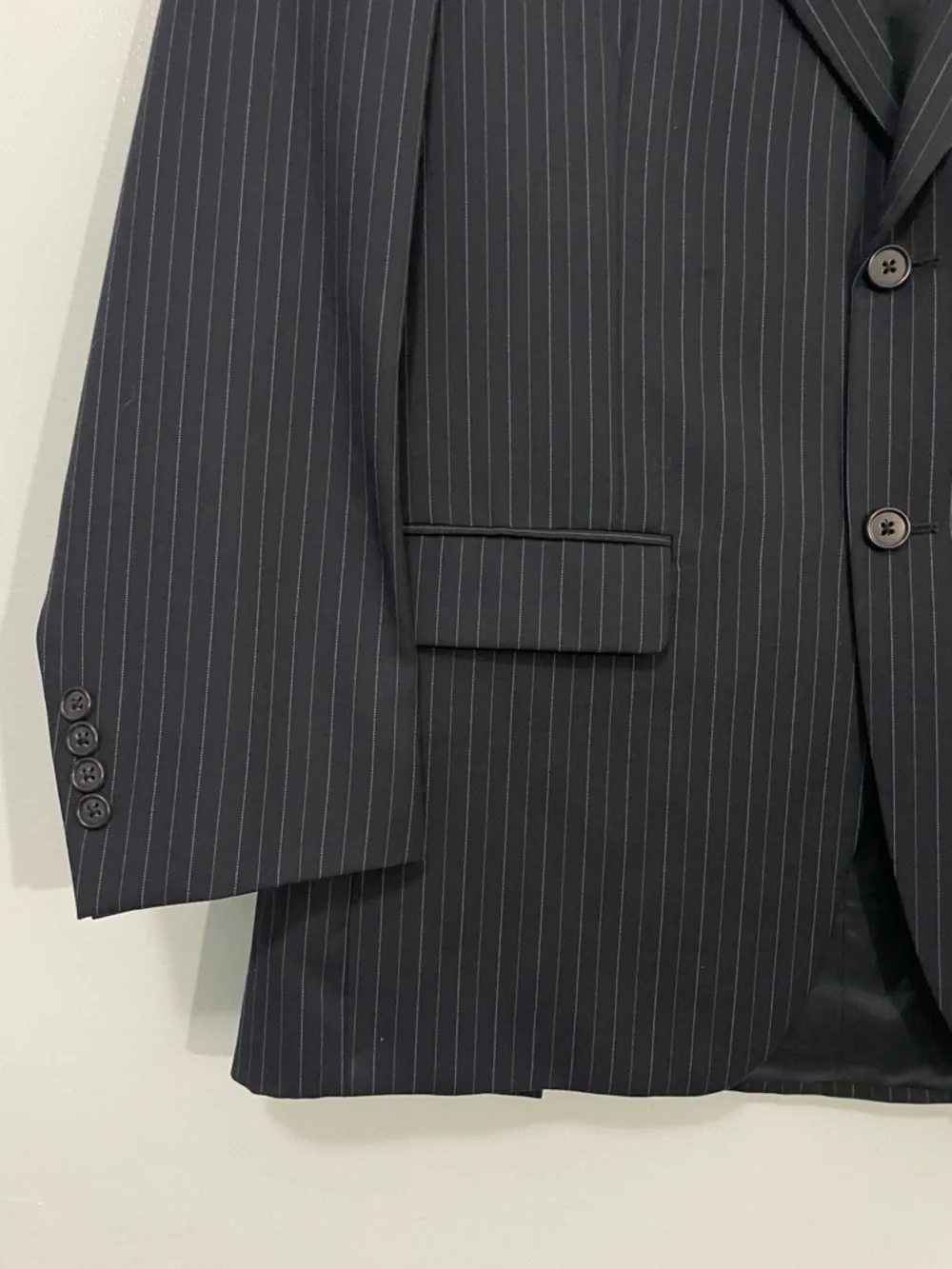 Ralph Lauren Navy Pinstripe Pure Wool Two-Button Blazer Size 40R